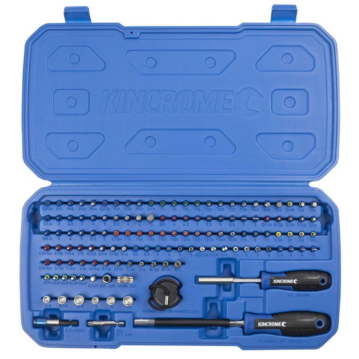 Kincrome 128pc TorqueMaster Slotted/Hex/Phillips + Master Bit & Driver Set K5501