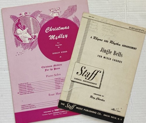 Christmas Sheet Music Jingle Bells Ray Charles Staff 1947 Christmas Medley 1959