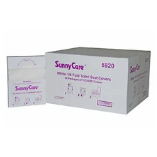 #5820 SunnyCare 5000/Cs 1/4 Fold Paper Toilet Seat Cover 125/Pk;40Pks