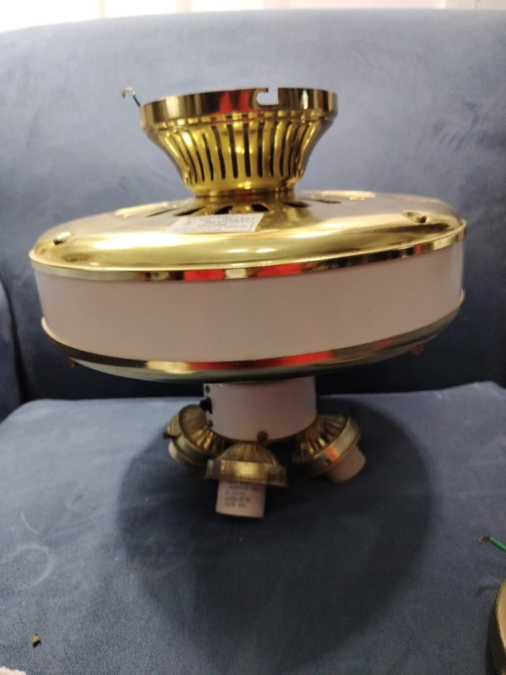 "Ventilador de techo blanco vintage años 90 52"" piezas latón Ul 88g7 E77298 # 001484 probado" Foto 3 de 4