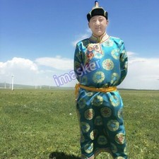Mongolia Tribe Costume Ethnic Minority Men Mongolian Long Robe Stage Performance