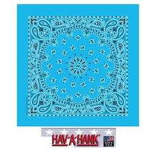 12-USA MADE Hav-A-Hank LIGHT BLUE Paisley BANDANA Face Mask Neck Scarf Head Wrap