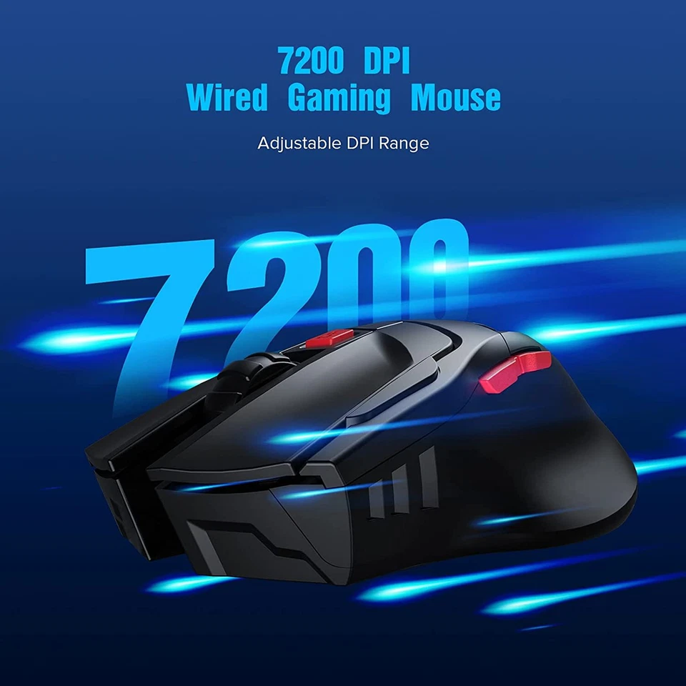 NEW - GTRACING USB Ergonomic Wired Gaming Mouse, 7200 DPI, 6 Programable Keys - Image 4 of 4