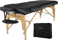 Massage Table Massage Bed Spa Bed Height Adjustable 77"L 28"W 2 Fold, Black