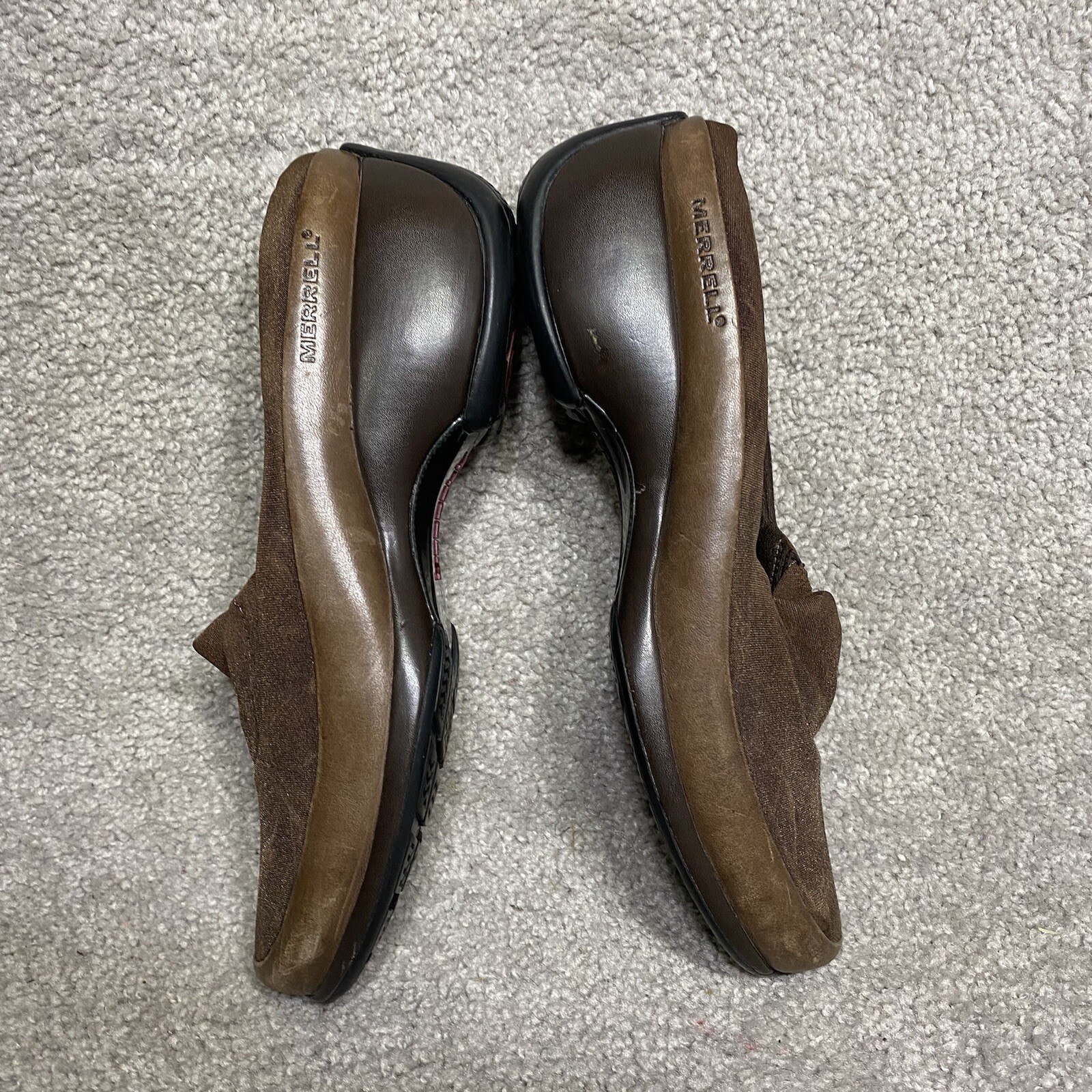 Scarpe Merrell marrone scuro guglia elasticizzate finte performance pelle donna taglia 8