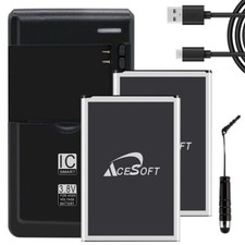 Long Life 2x 2970mAh Battery Charger Cable Stylus for LG Premier LTE L62VL Phone