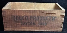 Vintage 1920s Delco Products Love Joy Wood Shipping Crate Dayton. Ohio