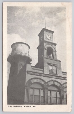 Vintage Postcard City Building, Paxton, III. - A9