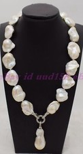 NEW HUGE NATURAL AAA SOUTH SEA WHITE BAROQUE PEARL NECKLACE