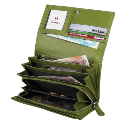 Women Luxury Genuine Leather RFID BLOCKING Clutch Wallet