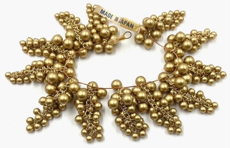 12 colgantes de borla vintage de 1,75 pulgadas con racimo de uva con cuentas de oro satinado de Japón L862T Foto 2 de 4