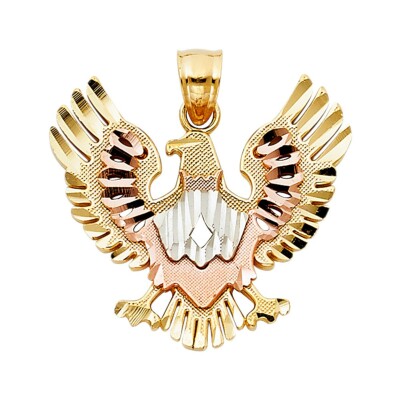 14K Tri Color Gold Adler Anhänger für Halskette oder Kette