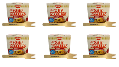 Nissin Cup Noodles Beef Flavor with Wooden Fork - 2.25 oz 64 g