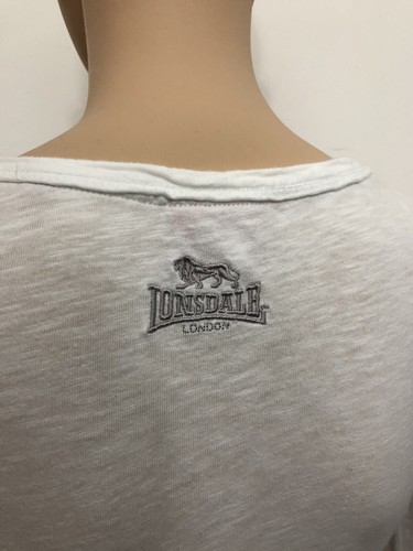 LONSDALE Cotton Off White 3/4 Sleeve Women’s T-shirt Top Size 6 Logo Print - Picture 7 of 8