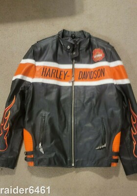 Vintage Harley Davidson Men's USA Genuine Black Orange