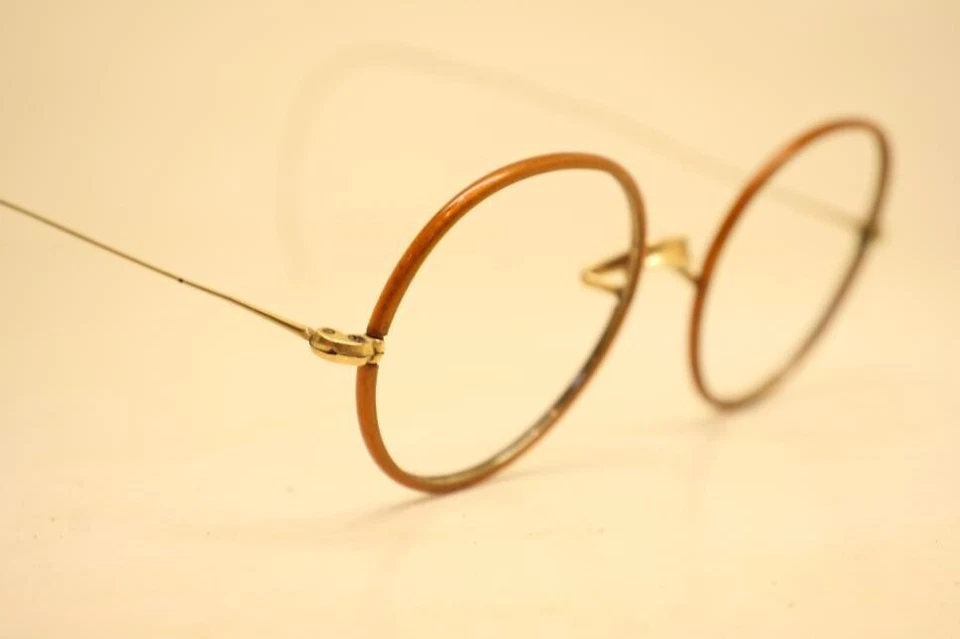 Anteojos Windsor antiguos dorados ovalados marrones gafas vintage 42x37 mm Foto 3 de 4