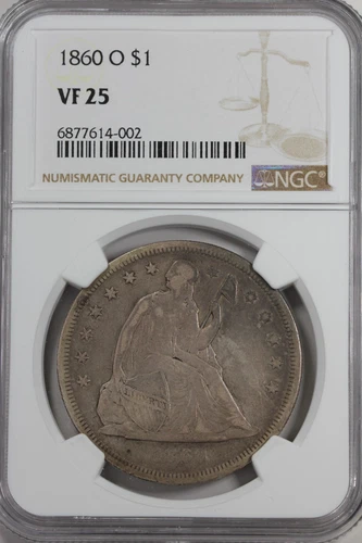1860-O 1.00 NGC VF 25 Liberty Seated Dollar, $1