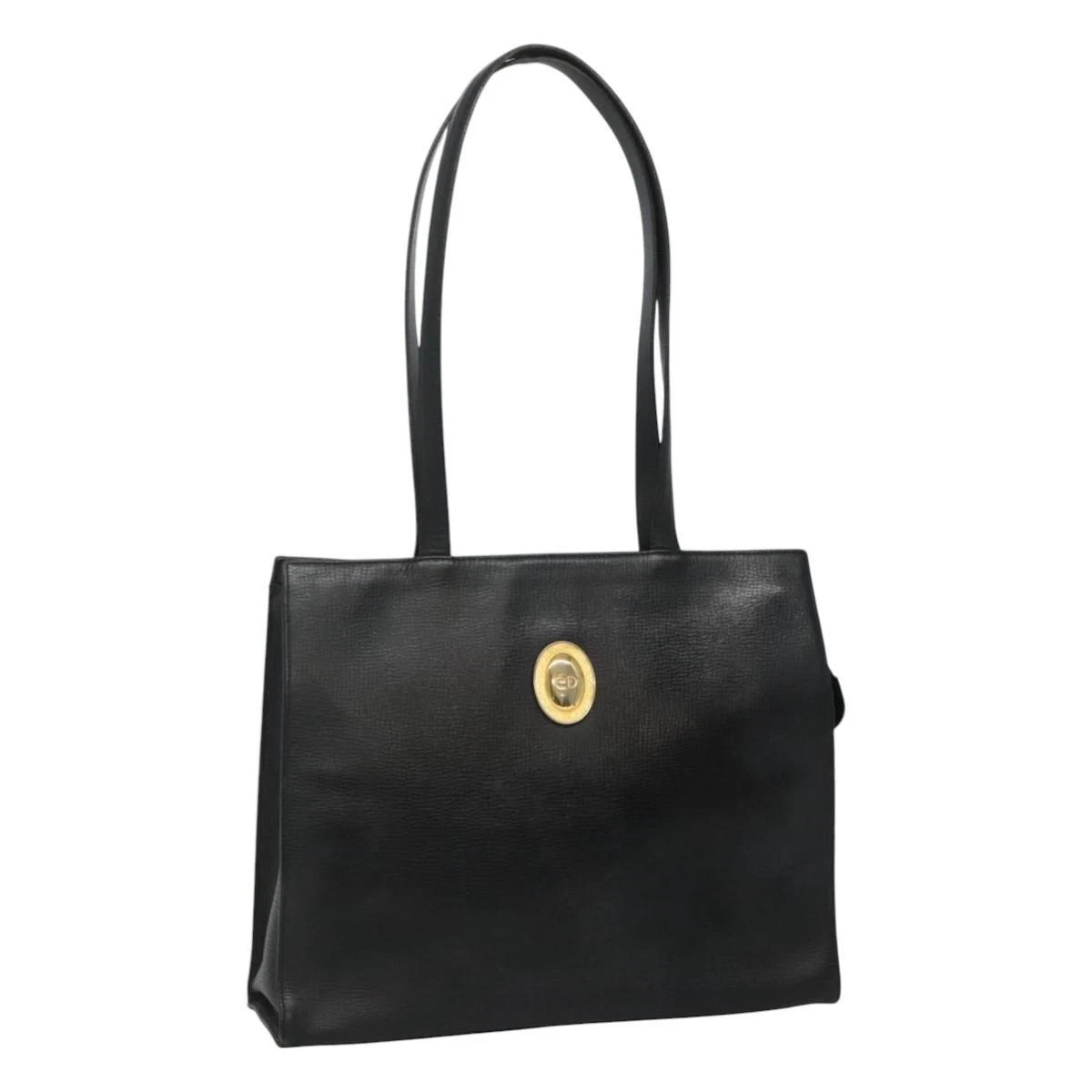 Sac fourre tout Christian Dior cuir noir or authentique BD338