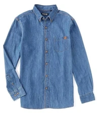 Solaris Outdoors Men's SZ 3XL-Big LS Dark Denim NEP 2-Pocket Button up Shirt