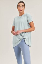 Mono B Keyhole Back Short Sleeve Top