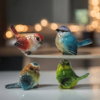 4-PC Set 5.25''H Bird Figurine Ornament Home Decor Unique Gift