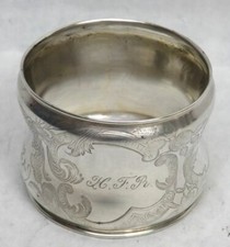 ANTIQUE CONTINENTAL ENGRAVED PLATE 2" NAPKIN RING