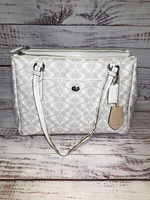 Coach Peyton Dream C Jordan Double Zip PVC Carryall Bag Dove White F25457 READ