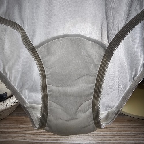 VTG Vanity Fair Panty Sheer White Lace Mushroom Gusset Silky Brief Size 6 /42 - Picture 6 of 24