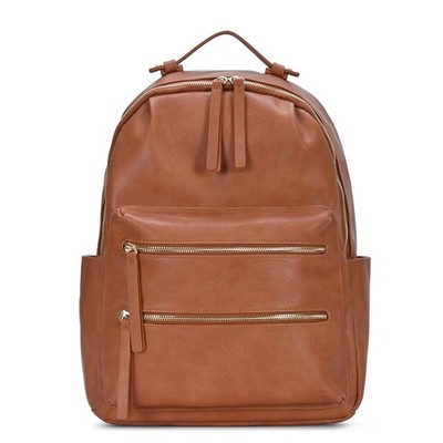 Kylee Madison West Vegan Leather Brown Backpack Gold Hardware