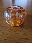 Vtg Marigold Iridescent Carnival Glass 8 Hole Flower Frog 2.5"