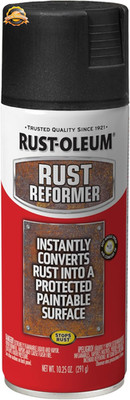 Rust Reformer Spray Paint Matte Black 10.25oz Stops Rust Metal Surface