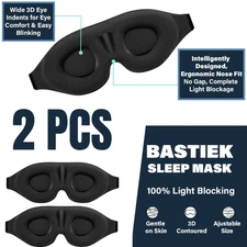 2 Pack Travel 3D Eye Mask Sleep Soft Padded Shade Cover Rest Relax Blindfold