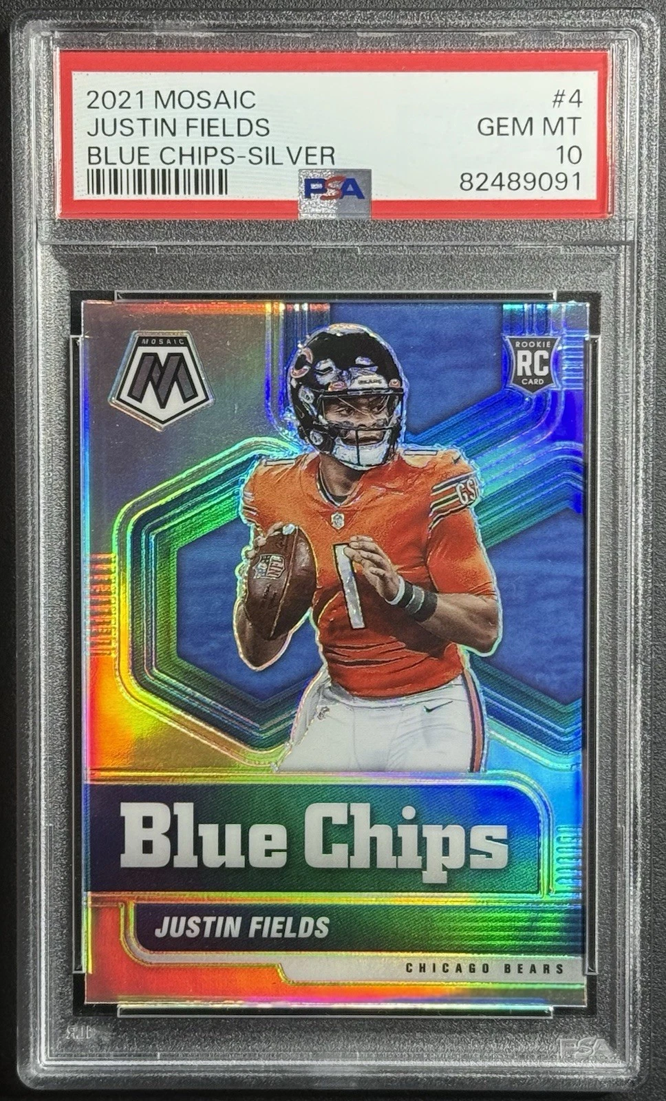 Justin Fields Panini Mosaic Blue Chips #4 Silver
