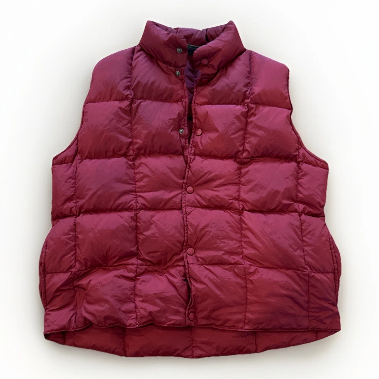 Vintage LL Bean Vest Mens L Red Goose Down Puffer Snap Insulated Winter Outdoor