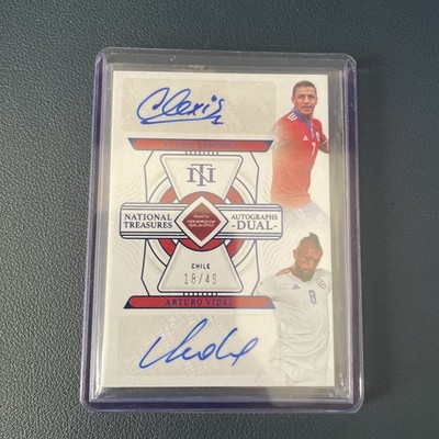 2022 National Treasures Dual Auto Alexis Sanchez Arturo Vidal /49 Blue Chile