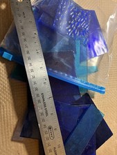 Translucent Blue Mixed Stained Glass Scrap Pieces, Mosaic Art - 2 lbs 003