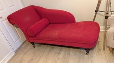 Vintage Victorian Red Velvet Chaise Lounge