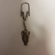 Vintage Silver Pewter Key Chain with Egyptian Pharaoh And Sphinx