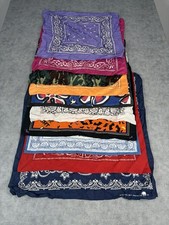 Lot of 10 Bandanas Head Scarves Paisley Mixed Colors Cotton Craft Biker Lot