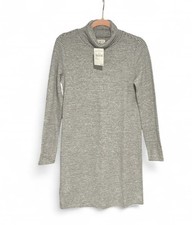Nordstrom Lou & Grey White N Grey Striped Long Sleeve Turtleneck Dress NWT Sz S