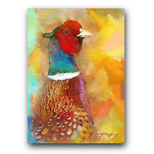 Ring-Necked Pheasant #4 Art Card Limited 17/50 Vela Signed (Animals Birds)