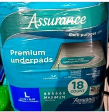 Assurance Unisex Adult Diapers Large 2 Pack Maximum Absorbency 36 Total