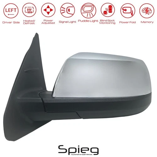 Driver Side Mirror for 2014-21 TOYOTA TUNDRA BSM Memory Power Fold Chrome 18pin