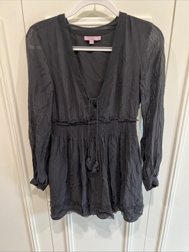Calypso St Barth Womens Tissa Mini Dress Size XS Silk Resort Black Minimalist