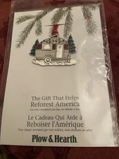 Plow & Hearth Solid Pewter TRAILER Christmas Ornament New In Org Pkg FREE S/H