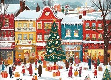 1000 Piece Christmas Snow Town Market Jigsaw Puzzle Winter Holiday Scenery