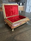 Vintage Italian Onyx Marble Stone Jewelry Trinket Box With Brass Claw Feet — photo 5