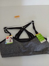 Hanes Bra Girls Medium On The Go Comfort Sports Bras Pack of 2 Grey/Black New