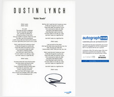 'Dustin Lynch' Country Star Signed Lyric Sheet 'Ridin' Roads' ACOA