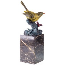 Fabrige Bronze Skulptur  Vogel auf schwarzem Marmor sockel Nach Milo